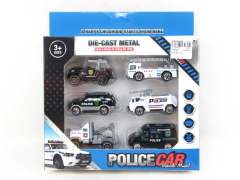 Die Cast Police Car Free Wheel(6in1)