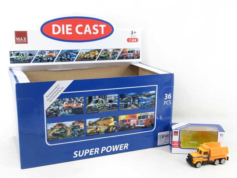 1:64 Die Cast Construction Truck Free Wheel(36PCS) toys