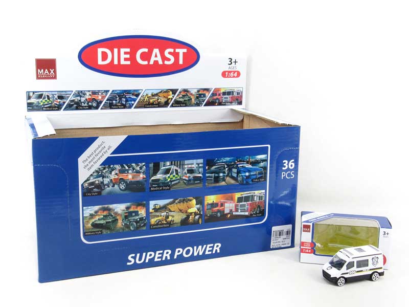 1:64 Die Cast Police Car Free Wheel(36PCS) toys
