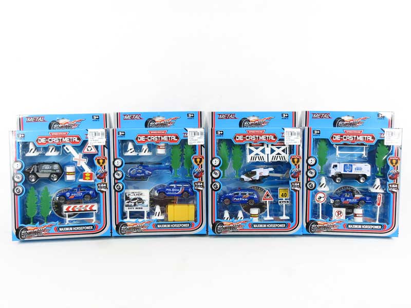 Die Cast Police Car Set Free Wheel(4S) toys