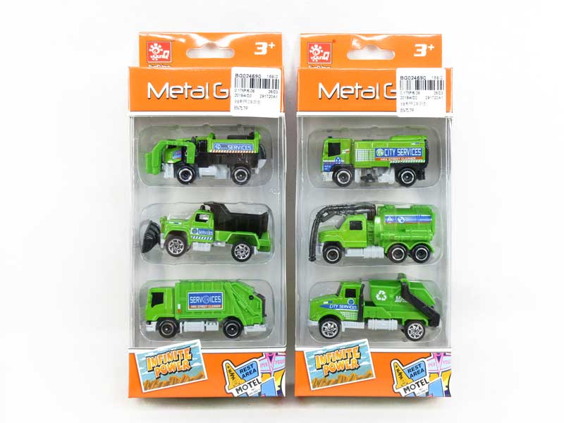 Die Cast Sanitation Car Free Wheel(3in1) toys