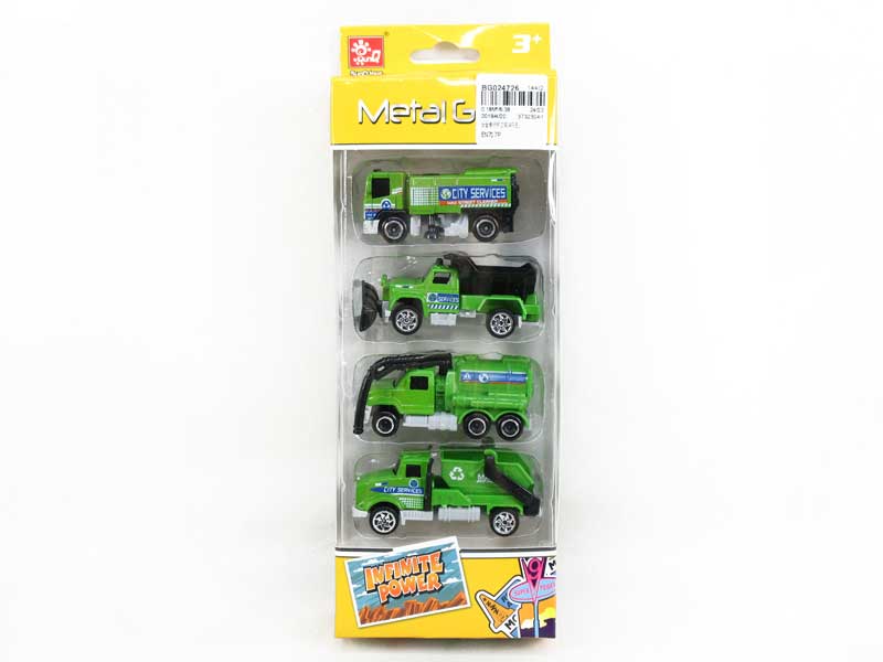 Die Cast Sanitation Car Free Wheel(4in1) toys