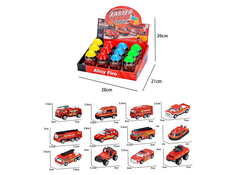 Die Cast Fire Engine Free Wheel(12in1) toys