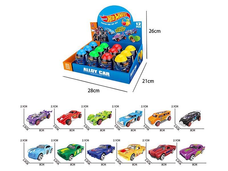 Die Cast Sports Car Free Wheel(12in1) toys