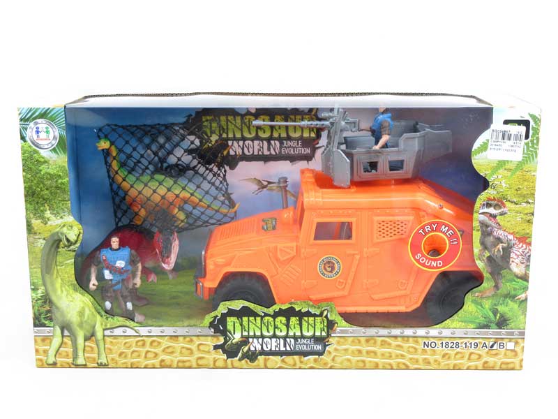Free Wheel Car W/L_S & Dinosaur Set toys
