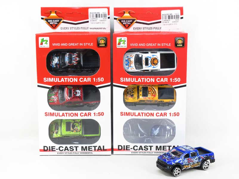 1:50 Die Cast Car Free Wheel(3in1) toys