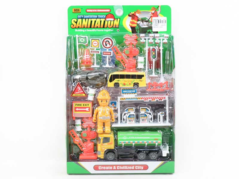 Free Wheel sanitation Car Set(3S) toys