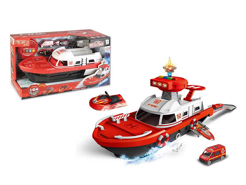 Die Cast Fire Boat Free Wheel W/L_M toys