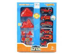 Die Cast Fire Engine Car Set Free Wheel