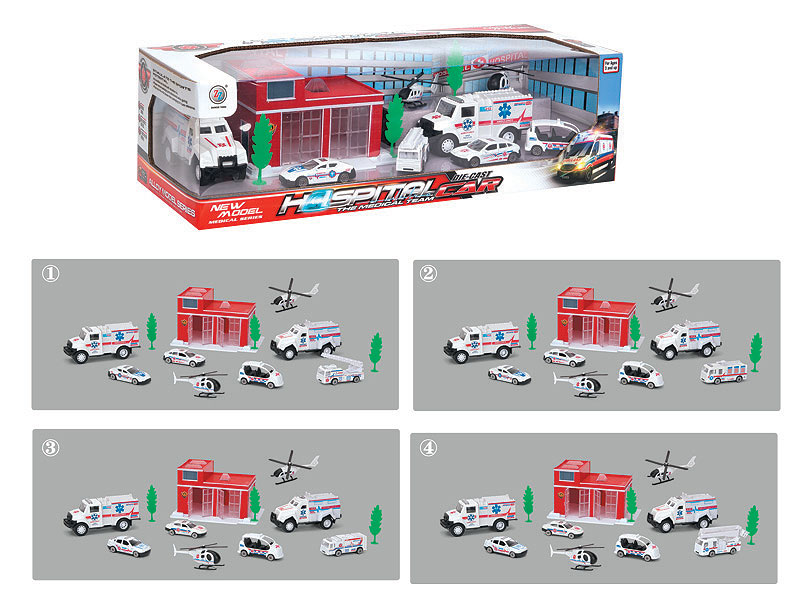 Die Cast Medical Vehicle Set Free Wheel(4S) toys