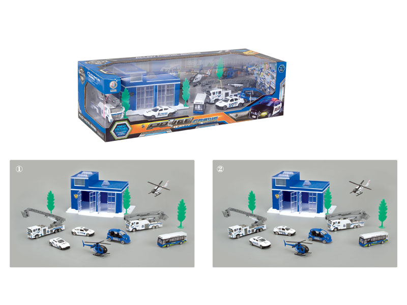 Die Cast Police Car Set Free Wheel(2S) toys