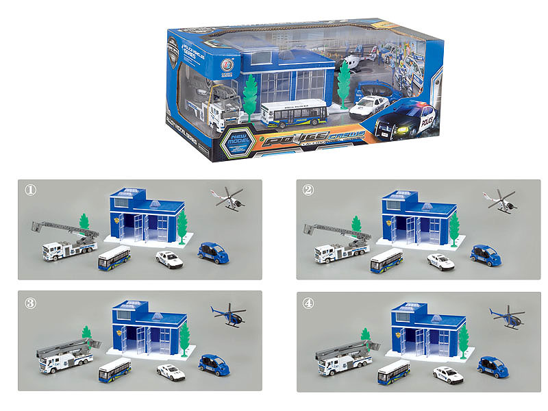 Die Cast Police Car Set Free Wheel(4S) toys