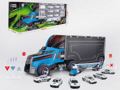 Die Cast Police Container Truck Set Free Wheel