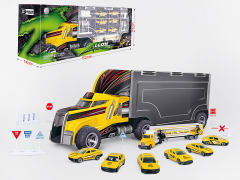 Die Cast Construction Container Truck Set Free Wheel