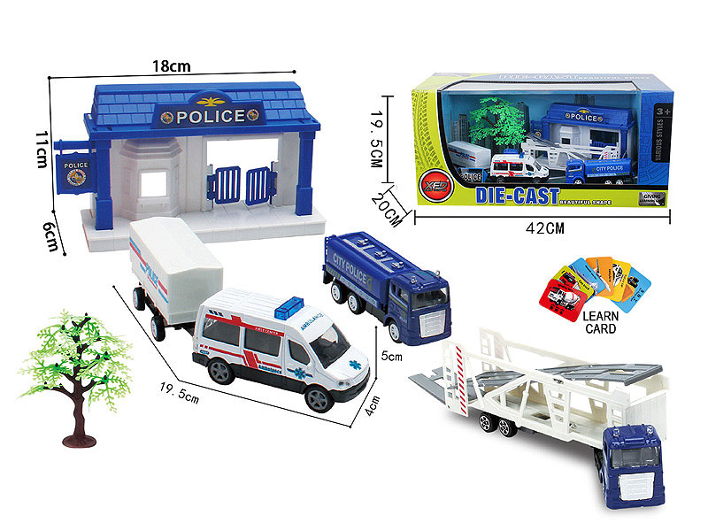 Die Cast Police Car Set Free Wheel toys