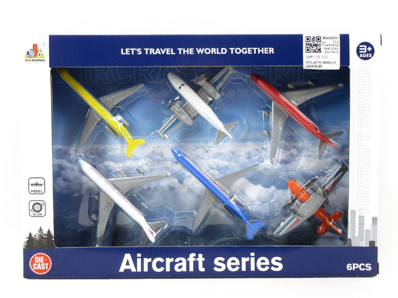 Die Cast Airplane Free Wheel(6in1) toys