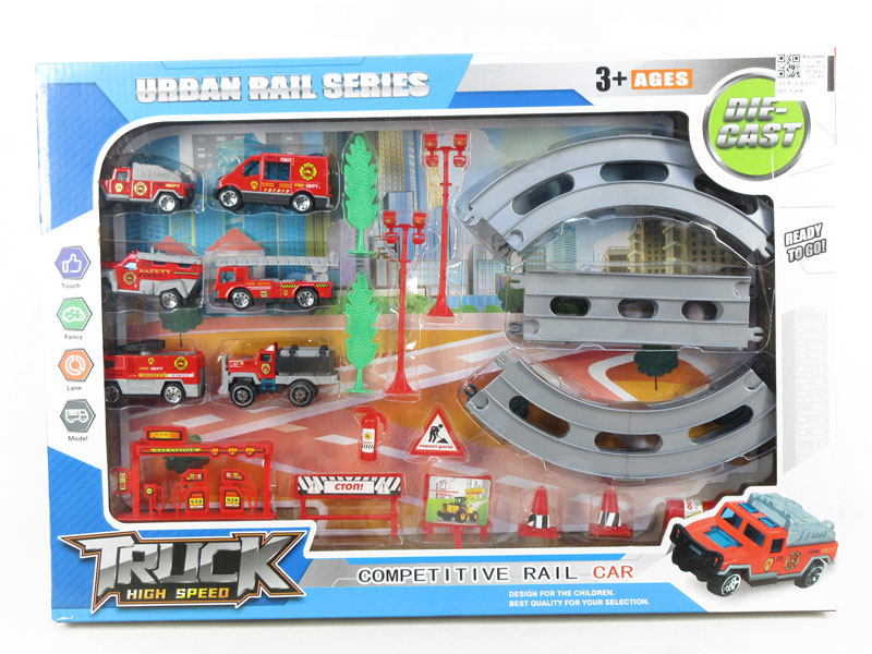 Die Cast Rail Fire Truck Free Wheel toys