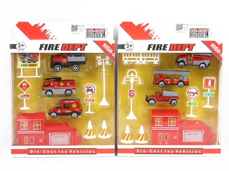 Die Cast Fire Engine Set Free Wheel(2S) toys