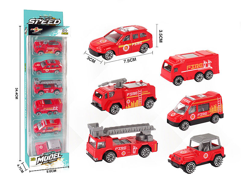 1:64 Die Cast Fire Engine Free Wheel(6in1) toys