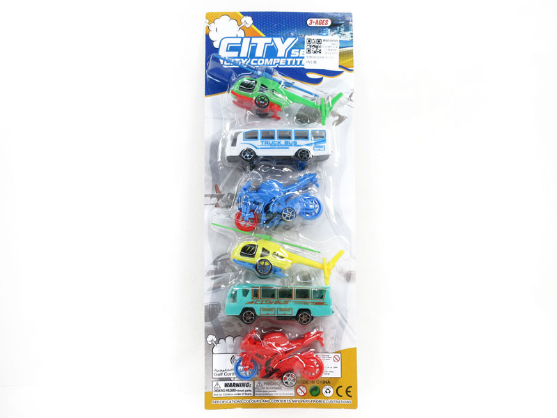 Free Wheel Motorcycle & Free Wheel Helicopter & Free Wheel Bus(6in1) toys