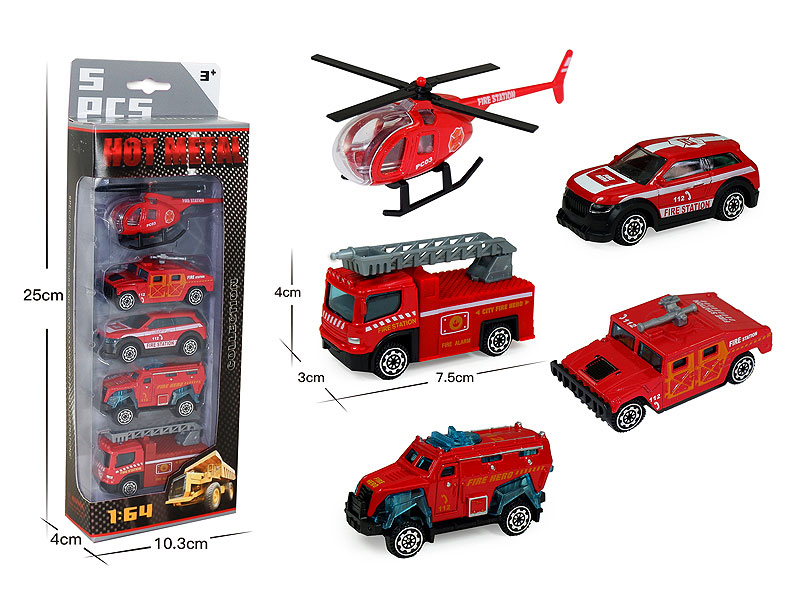 1:64 Die Cast Fire Engine Free Wheel(5in1) toys