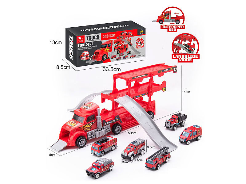 Free Wheel Fire Fighting Container Truck Set toys