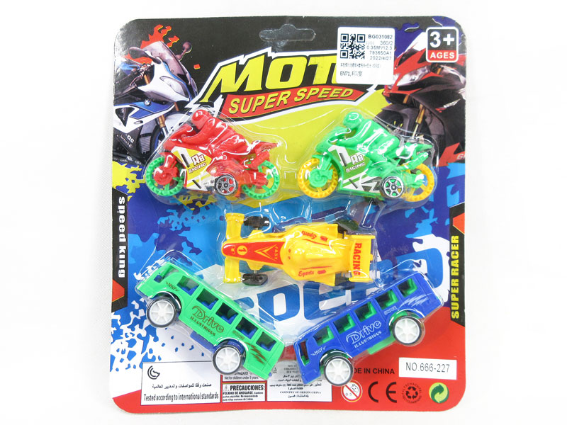 Free Wheel Equation Car & Motorcycle & Bus(5in1) toys