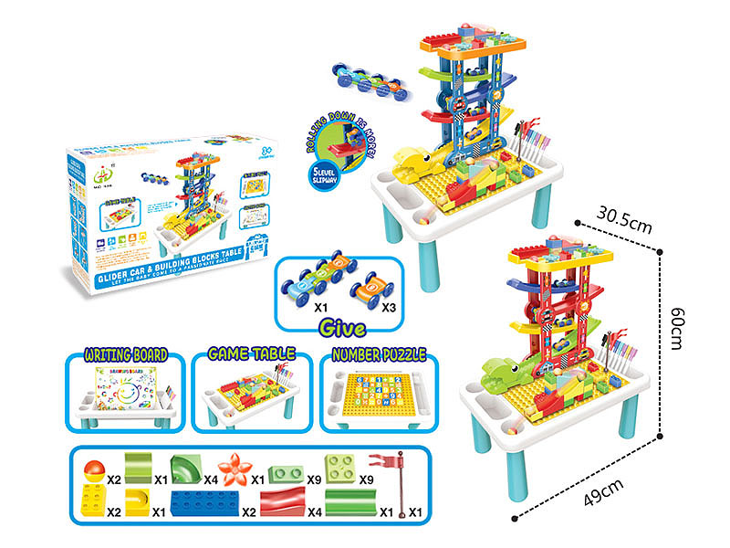 Free Wheel Rail Car & Building Block Table toys