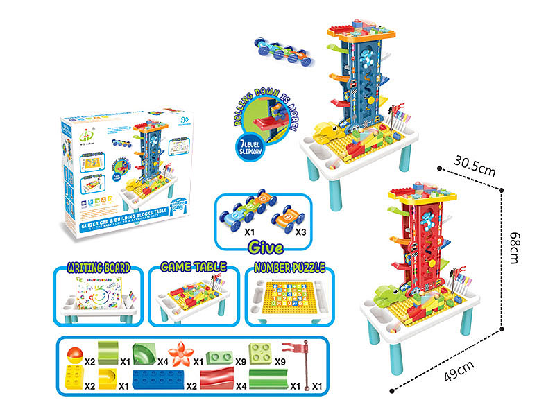 Free Wheel Rail Car & Building Block Table toys