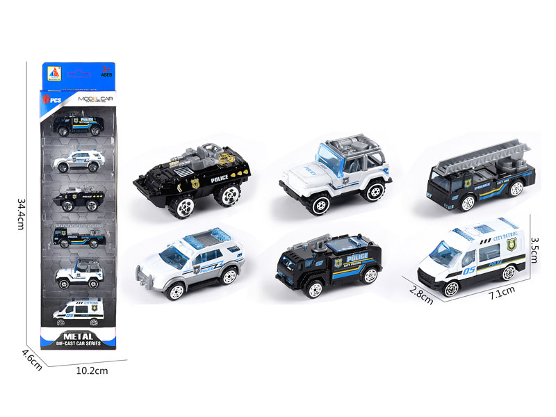 1:60 Die Cast Police Car Free Wheel(6in1) toys