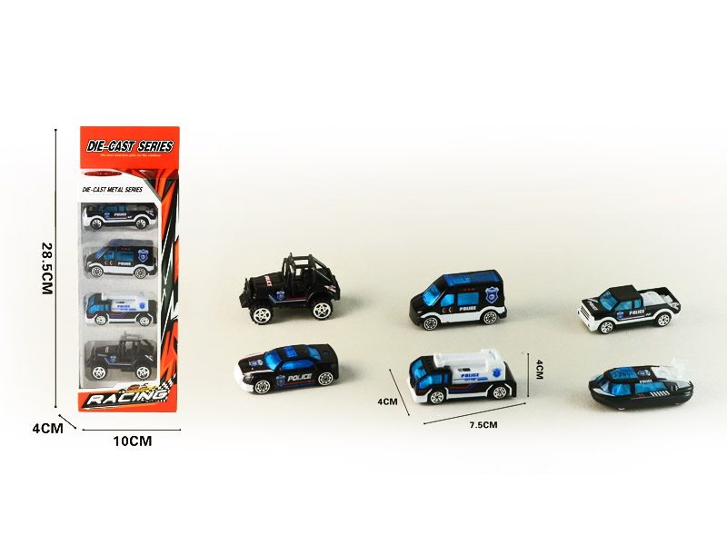 1:64 Die Cast Police Car Free Wheel(4in1) toys