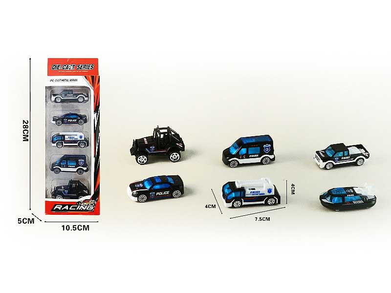 1:64 Die Cast Police Car Free Wheel(6in1) toys