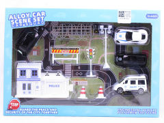 Die Cast Police Car Set Free Wheel