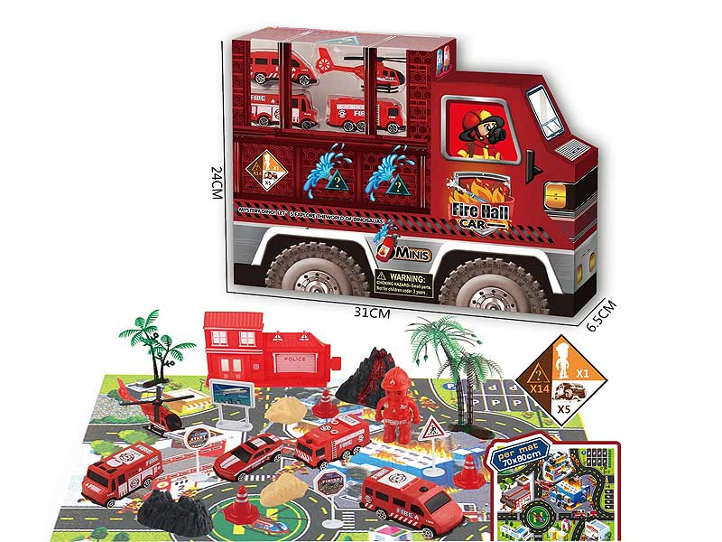 Free Wheel Fire Engine Set toys