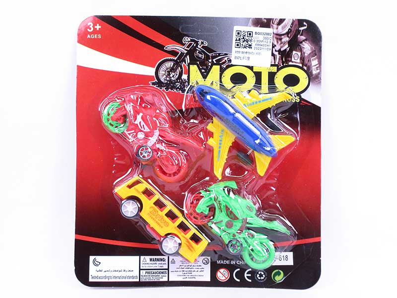 Free Wheel Airplane & Motorcycle & Bus(4in1) toys