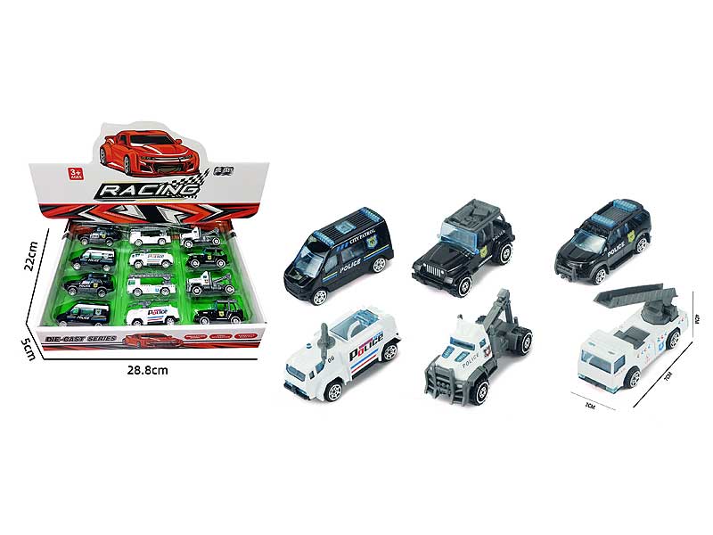 1:64 Die Cast Police Car Free Wheel(12in1) toys