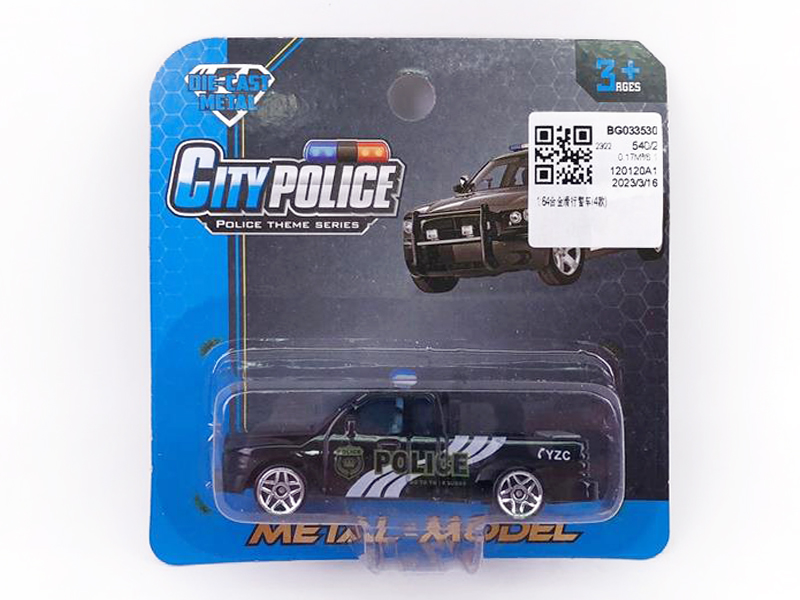 1:64 Die Cast Police Car Free Wheel(4S) toys