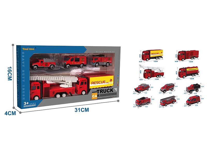 Die Cast Fire Engine Set Free Wheel toys