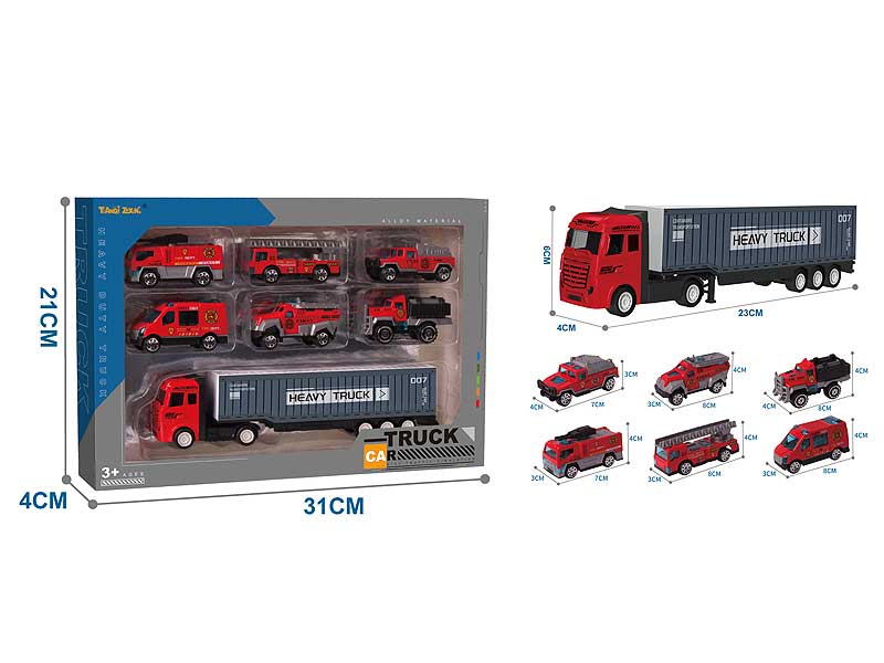 Die Cast Container Truck Set Free Wheel toys