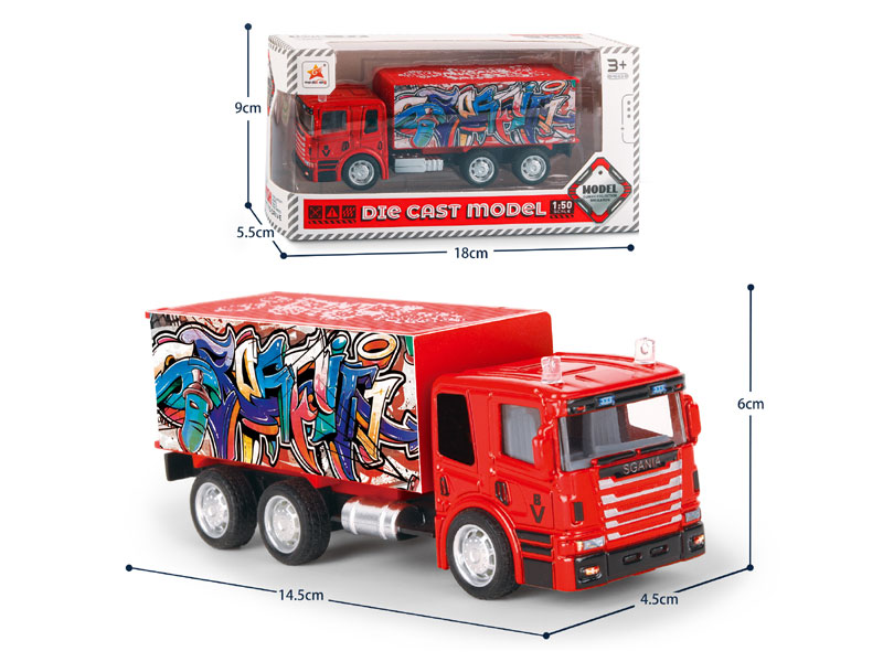 1:50 Die Cast Container Truck Free Wheel toys