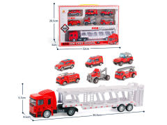 Die Cast Fire Trailer Set Free Wheel