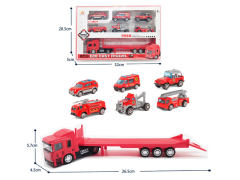 Die Cast Fire Trailer Set Free Wheel toys