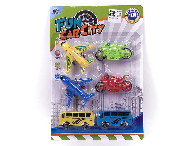 Free Wheel Airplane & Motorcycle & Bus(6in1) toys