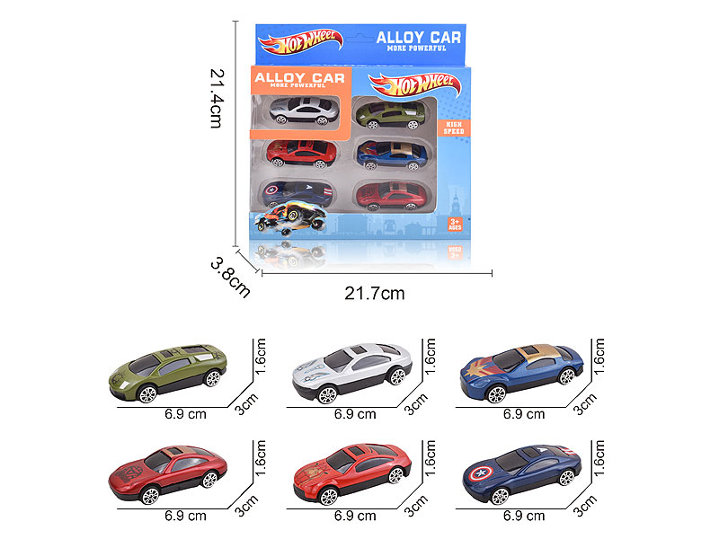 Die Cast Car Free Wheel(6in1) toys