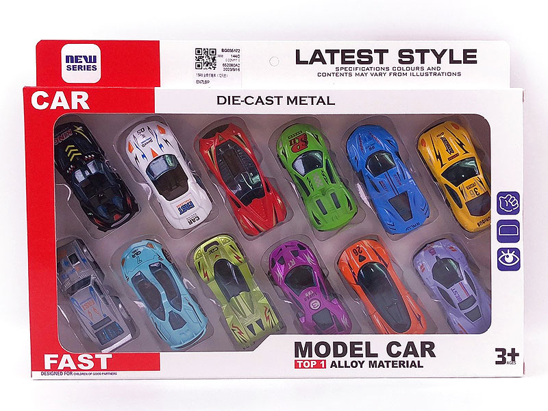 1:64 Die Cast Sports Car Free Wheel(12in1) toys