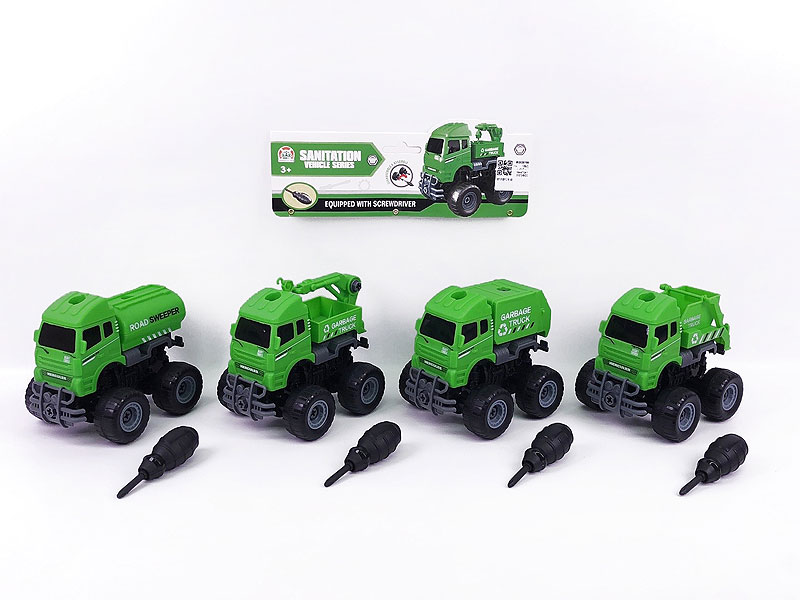 Free Wheel Diy Sanitation Truck(4S) toys