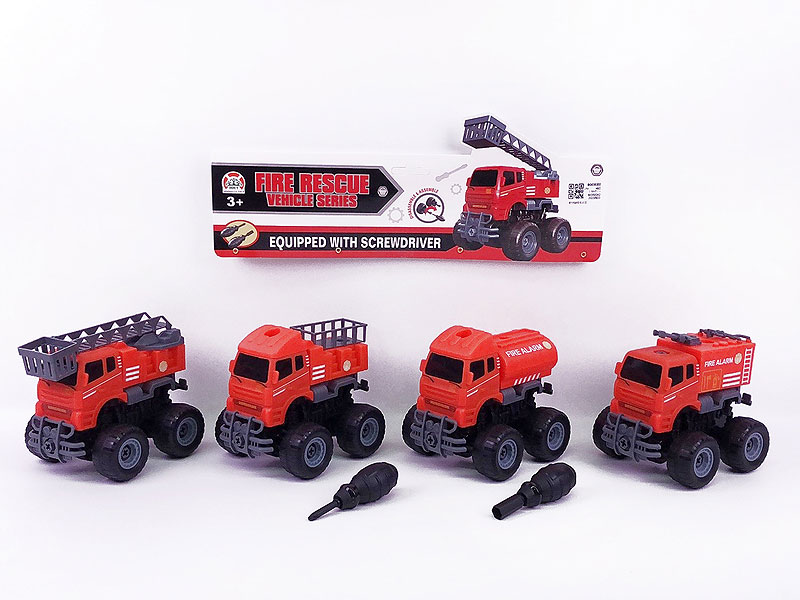 Free Wheel Diy Fire Engine(4in1) toys