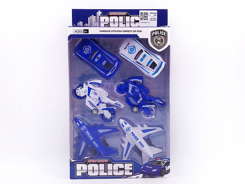 Free Wheel Police Car & Motorcycle & Airplane toys