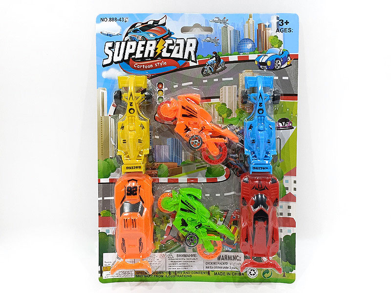 Free Wheel Racing Car & Free Wheel Mororcycle & Free Wheel Equation Car(6in1) toys