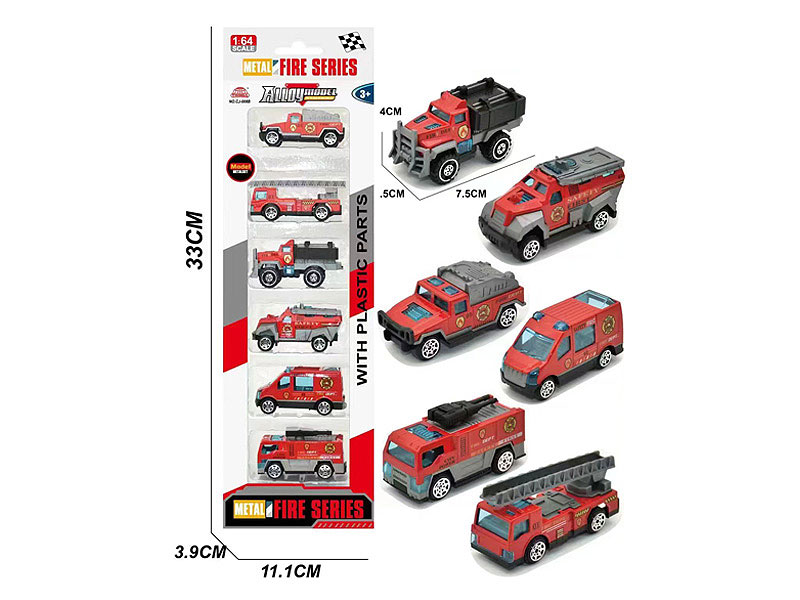 Die Cast Fire Engine Free Wheel(6in1) toys